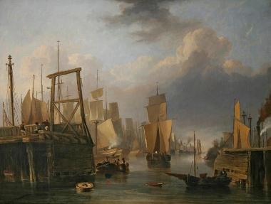 The removal of old Yarmouth bridge - oil on canvas painting by John Chrome