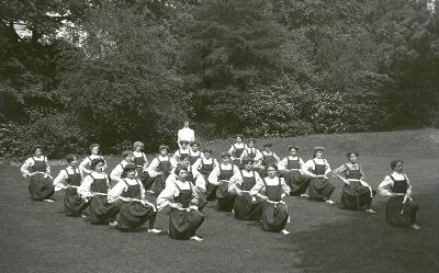 Young women and girls at gymnastics